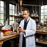 **

> A perfumer in a modern lab, surrounded by antique distillation equipment and organic ingredients. The scene conveys a blend of tradition and technology in fragrance creation, emphasizing sustainable and ethical sourcing.

**
