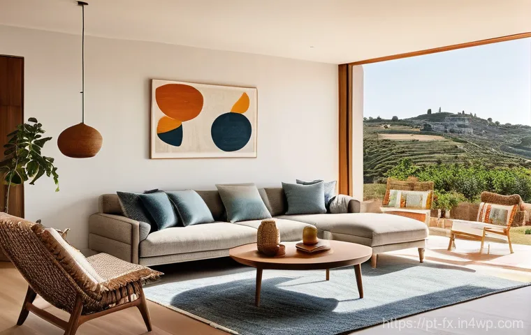전통 공예품을 활용한 인테리어 디자인 - **A Harmonious Fusion of Portuguese Craftsmanship in a Modern Living Room:**
A vibrant, sun-dren... 전통 공예품을 활용한 인테리어 디자인 - **A Harmonious Fusion of Portuguese Craftsmanship in a Modern Living Room:**
A vibrant, sun-dren...