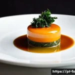 Home 21 전통 의식주 문화의 현대적 변화 - **Gastronomy: The Reimagined Portuguese Dish**
"A talented young chef, wearing a clean, modern c...